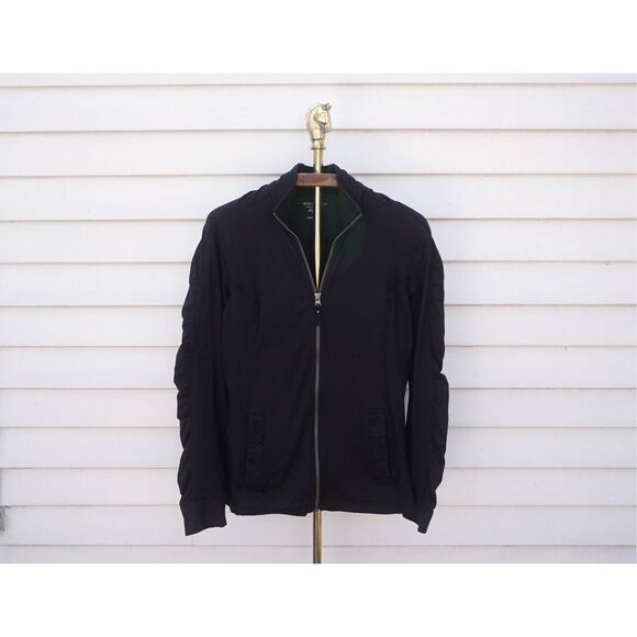 ExOfficio Black Ruffle Sleeve Zip Up Athletic Jacket - Picture 1 of 6